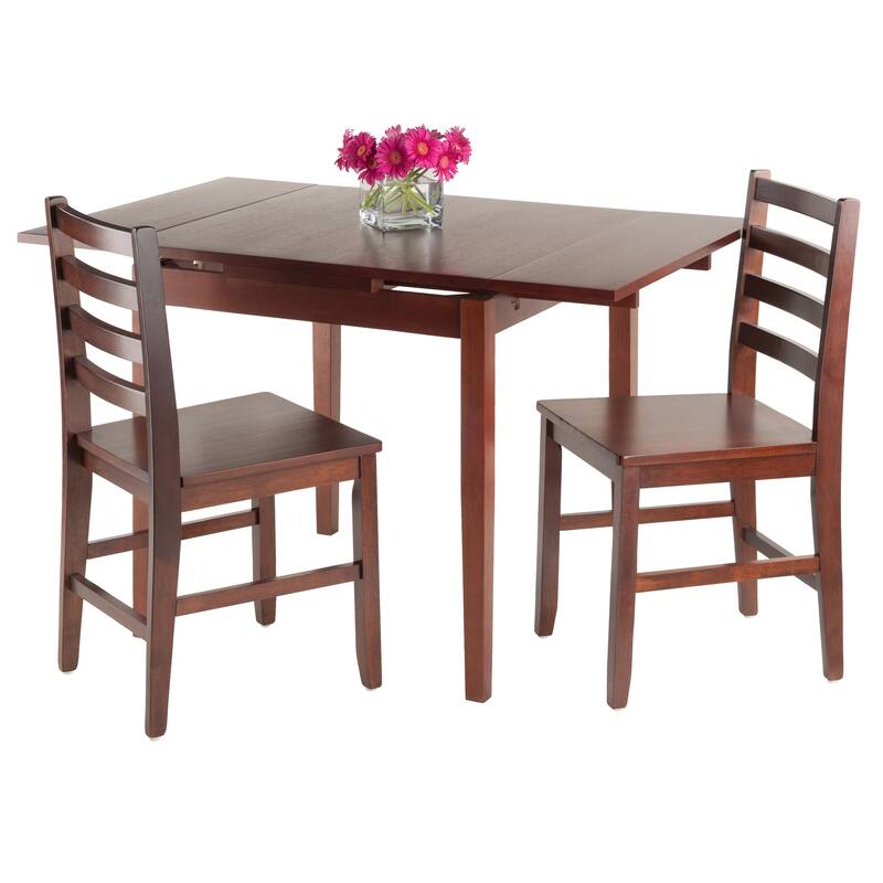 3-Pc Dining Table with Ladder-back Chairs, Walnut