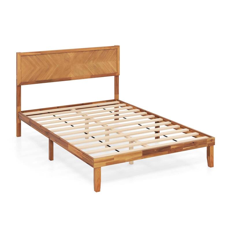 Gymax Twin/Full/Queen Size Bed Frame w/Headboard Wooden Slats Support