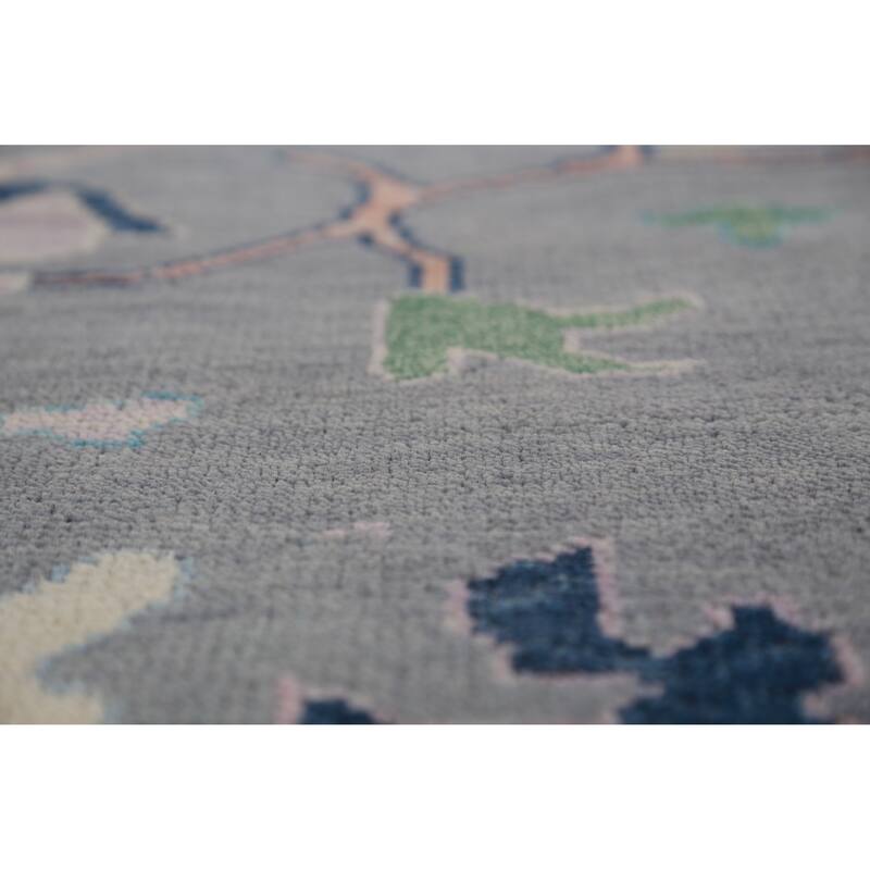 Gray Floral Oushak Indian Large Rug Handmade Wool Carpet - 11'9" x 14'11"