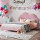 preview thumbnail 7 of 16, Full Size Velvet Upholstered Cloud-Shape Bed with Headboard, No Box Spring Needed Pink