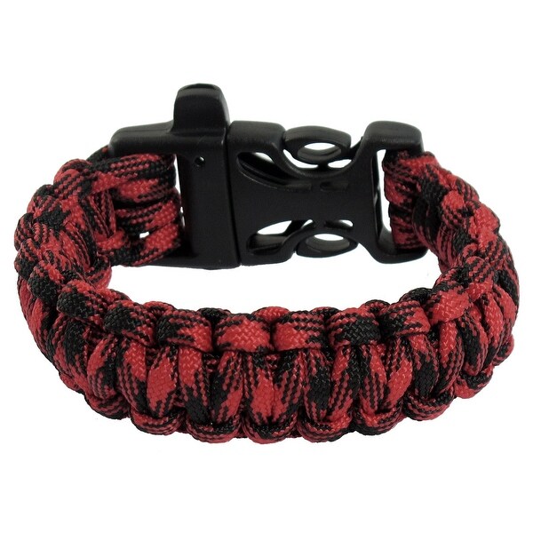 Unique Bargains Whistle Practical Side Quick Release Buckle Red Black Nylon Survival Bracelet