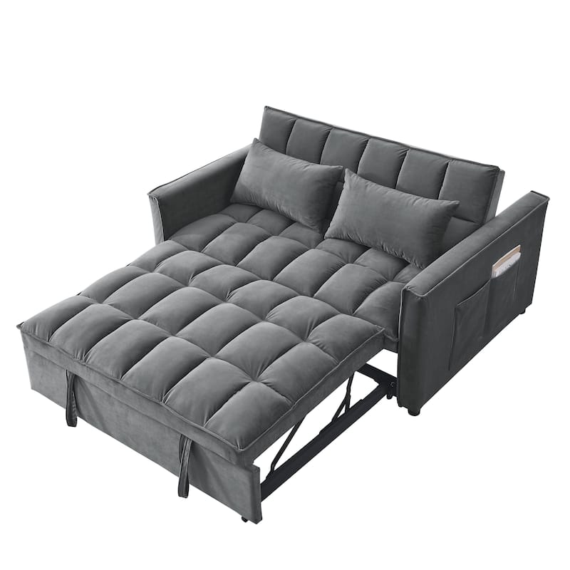 Convertible Velvet Upholstered Sleeper Sofa - 37.80 x 53.94 x 30.71