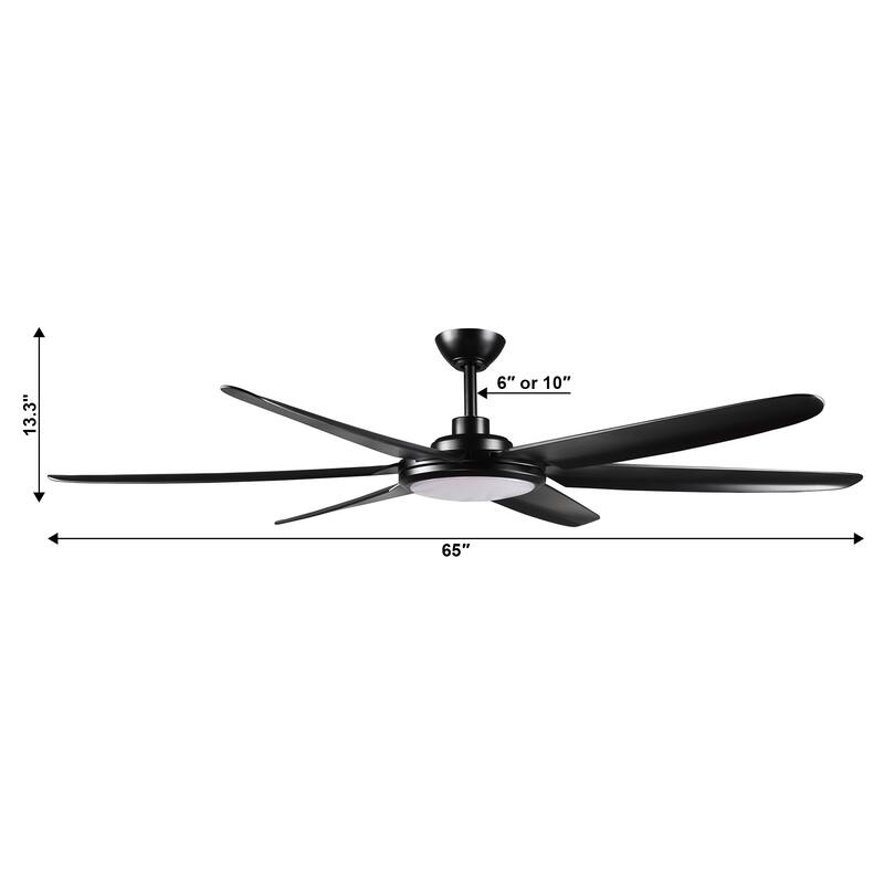 65-inch Modern Large Dimmable LED Large Ceiling Fan with Remote,DC Reversible Motor - 65"W x 13.3" H/16.3"H