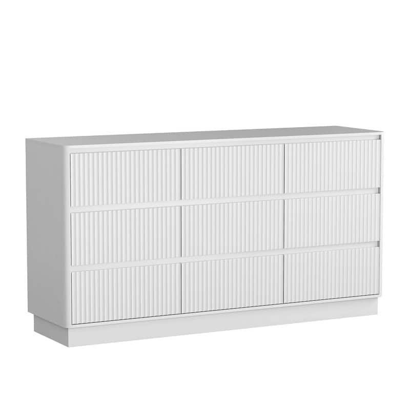 9-Drawer Wide Wood Dresser for Bedroom, 63" Modern Storage Chest, Mid-Century Long Dresser or TV Stand Cabinet