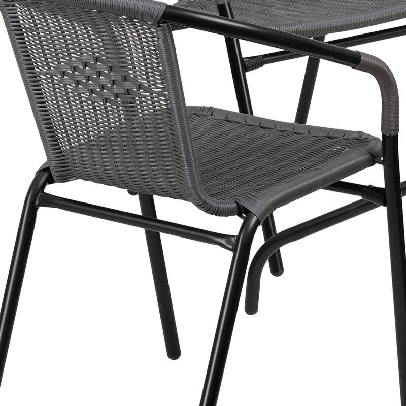 Powder-coated Aluminum/ Rattan Lightweight 5-piece Outdoor Dining Set