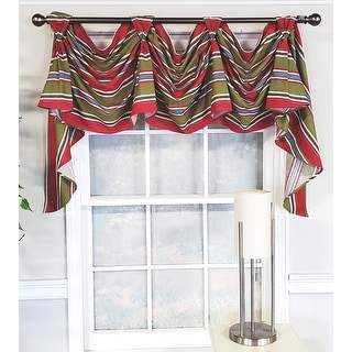 RLF Home Design Nigel Stripe Victory Swag 3-Scoop Window Valance