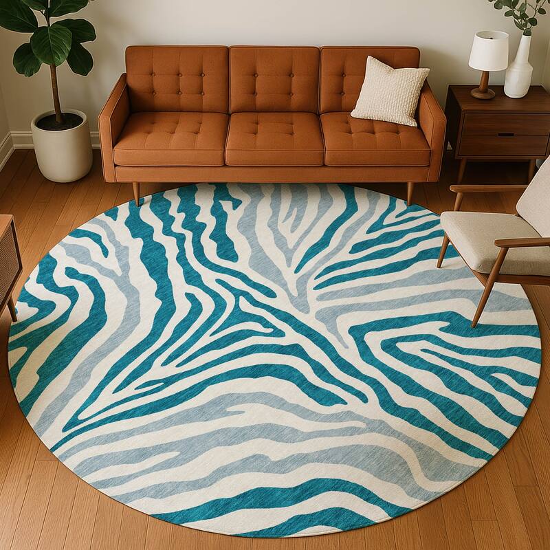 Machine Washable Indoor/ Outdoor Modern Prints Chantille Rug