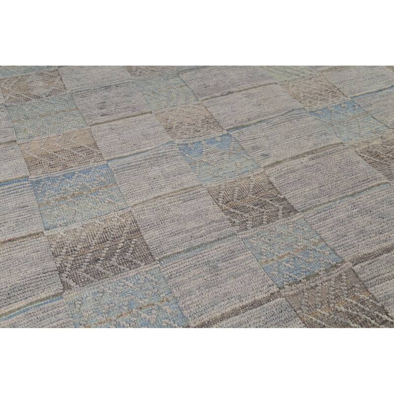 All-Over Checkered Moroccan Area Rug Handmade Wool Carpet - 8'9"x 12'7"