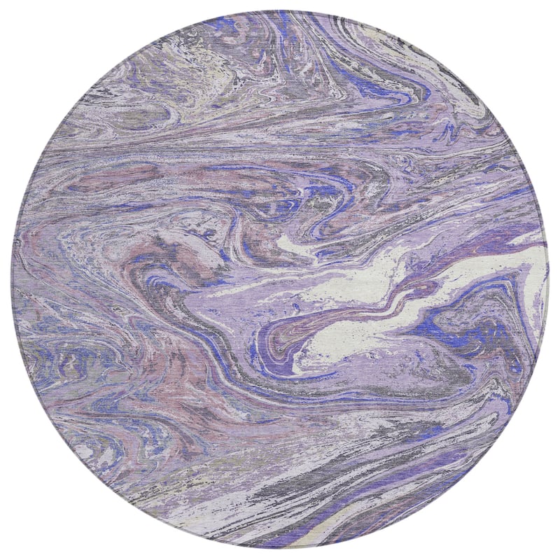 Machine Washable Indoor/ Outdoor Abstract Brushstroke Chantille Rug