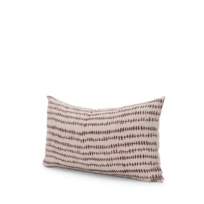 Jenna Beige w/ Merlot Print Linen Lumbar Decorative Pillow Cover