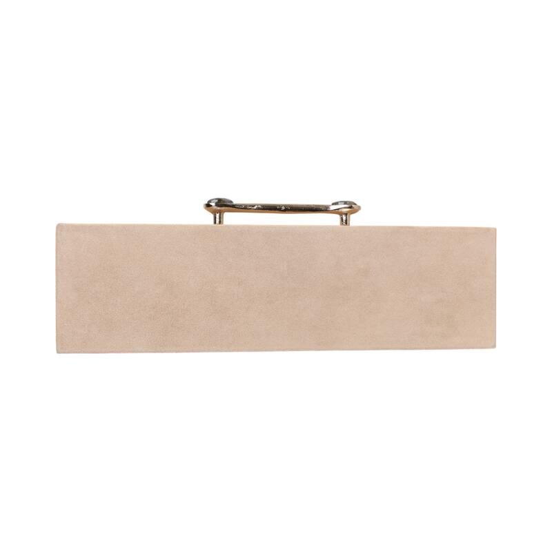 Gemstone Decorative Box with Sculptural Handle and Lid - 18", Tan - 18.0"