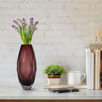 Fancy Cut Glass Vase in Plum