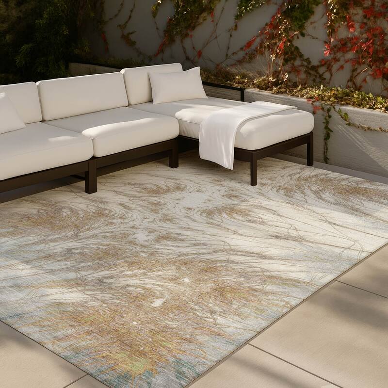 Machine Washable Indoor/ Outdoor Modern Cheraw Chantille Rug