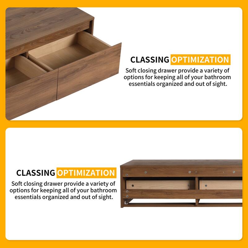 Beingnext 30"/60" Wall Mounted Bathroom Vanity with Sink, Floating Bathroom Vanity with Soft Close Drawer