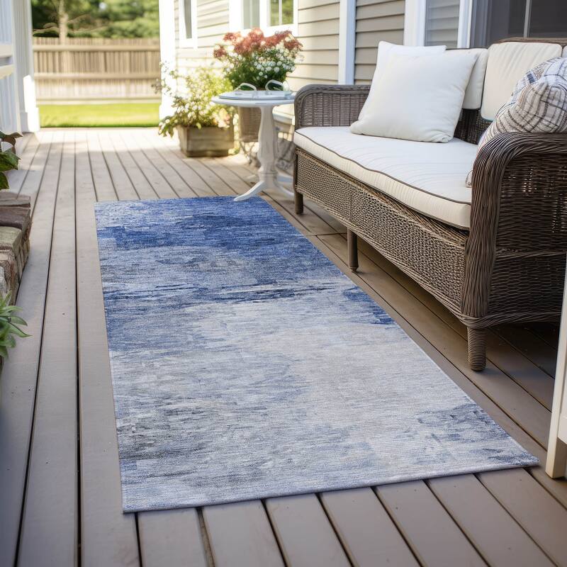 Machine Washable Indoor/ Outdoor Chantille Abstract Ombre Rug