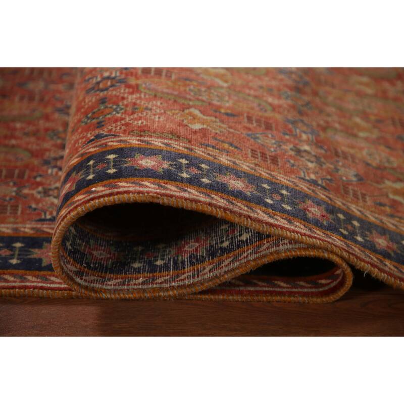 Shiraz Kashkoli Persian Vintage Runner Rug Handmade Wool Carpet - 3'3"x 9'9"