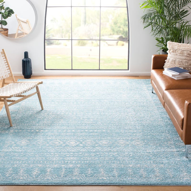 SAFAVIEH Tulum Luna Moroccan Boho Rug - 9' x 12' - Aqua/Ivory