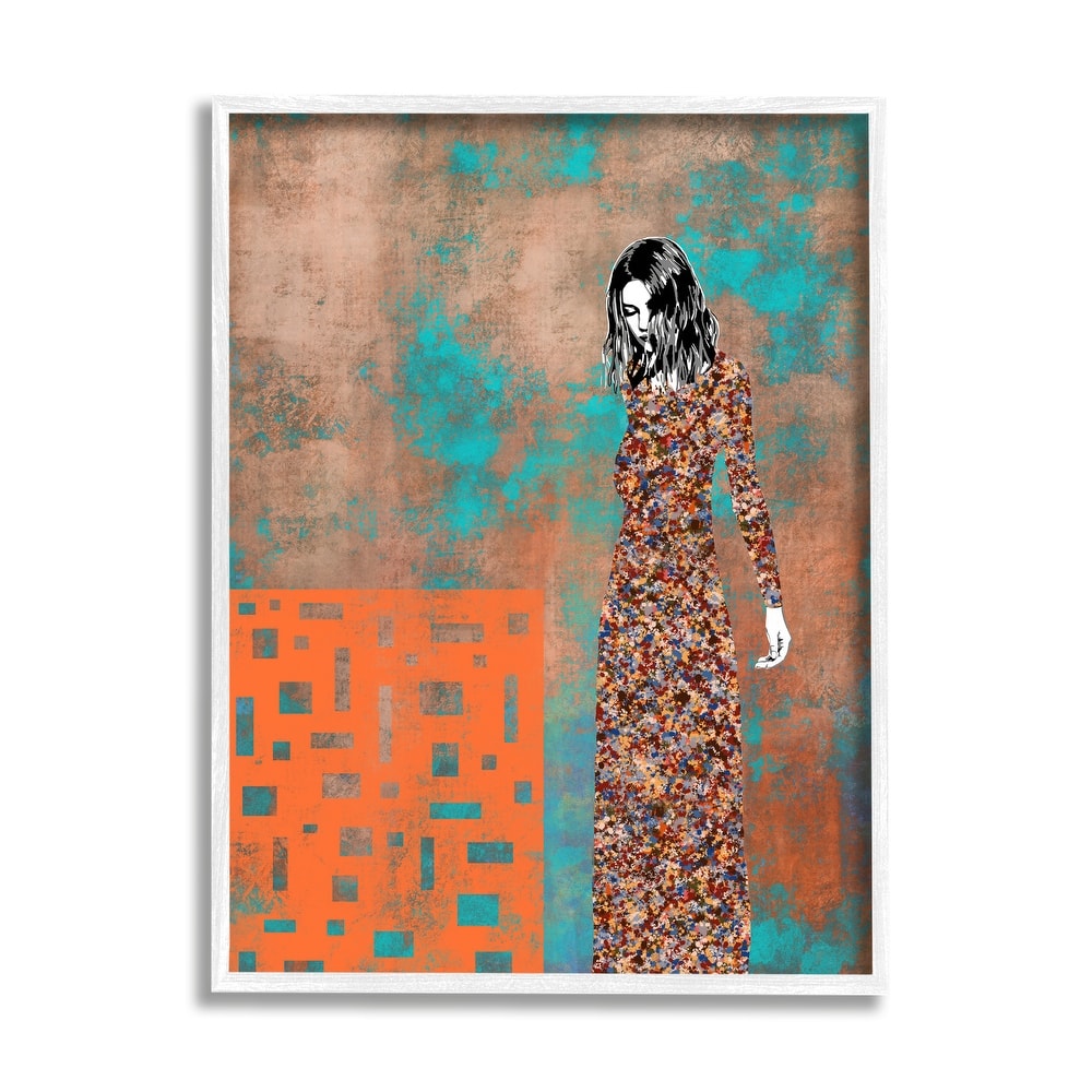 Stupell Modern Female Portrait Abstract Collage Bold Shapes Framed Wall Art - Multi-Color