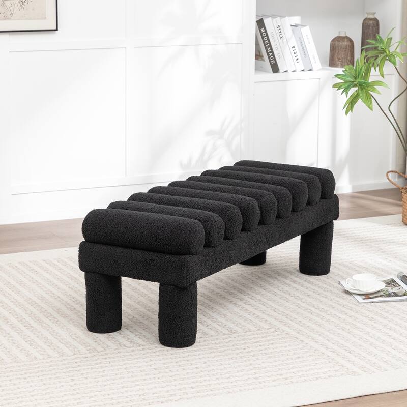 SEYNAR Modern Teddy Velvet Upholstered Rentangle Ottoman