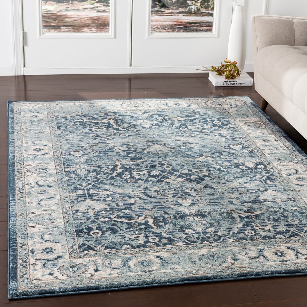 Annelie Navy & Teal Updated Traditional Area Rug - 2' 6" x 7' 10"