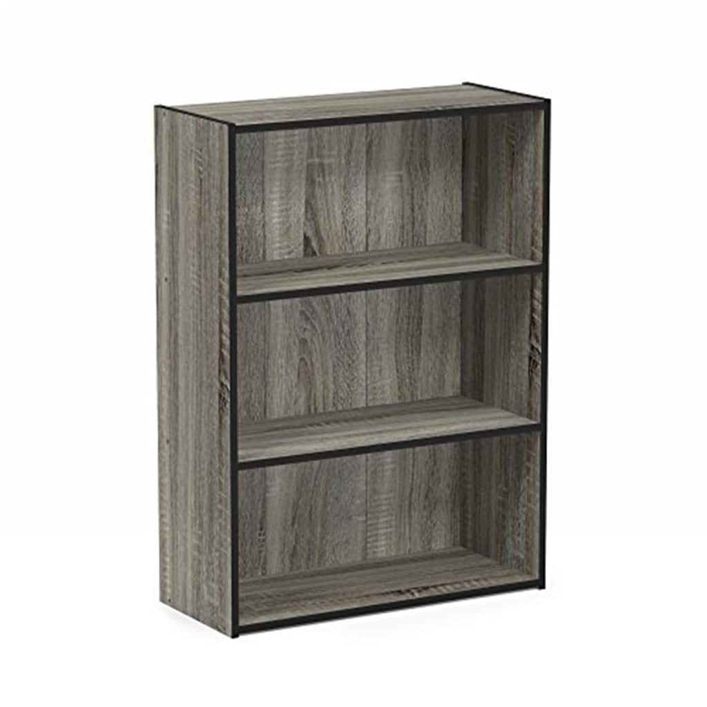 31.5 in. Tall French Oak Grey Wood 3-Shelf Bookcase