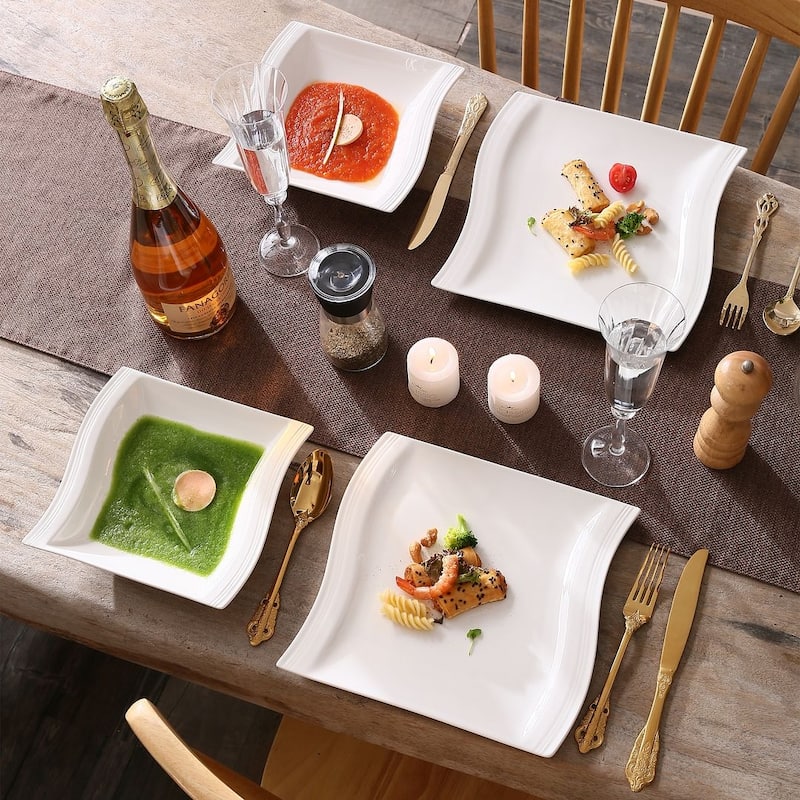 MALACASA Flora 12-Piece Porcelain Dinner Set (Service for 6)