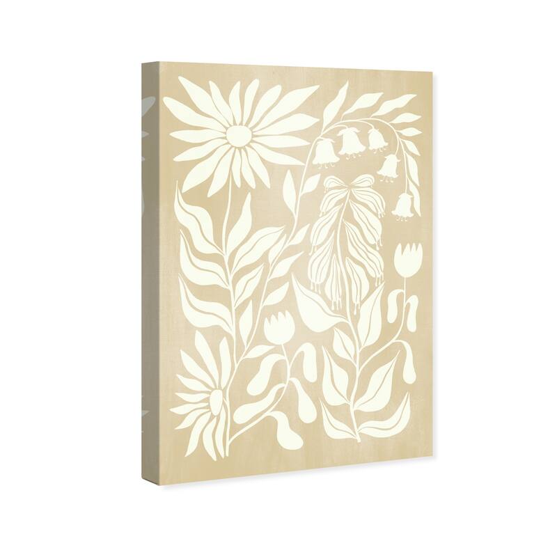 Wynwood Studio Canvas Floral and Botanical Cream Abstract Floral Brown and Tan Bohemian & Eclectic Wall Art Canvas Print