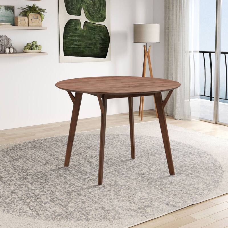 42.01 Inch Saving Place Table,Wooden Dining Table for 4 Persons,Modern Design Round Kitchen Table - Walnut