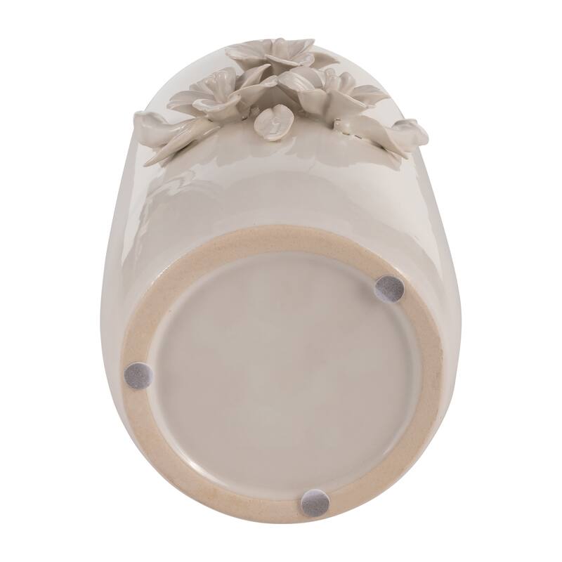 8" Ceramic Ivory Vase Neutral Colored Flower Bunch Decorative Table Vase Contemporary Home or Office Decor -