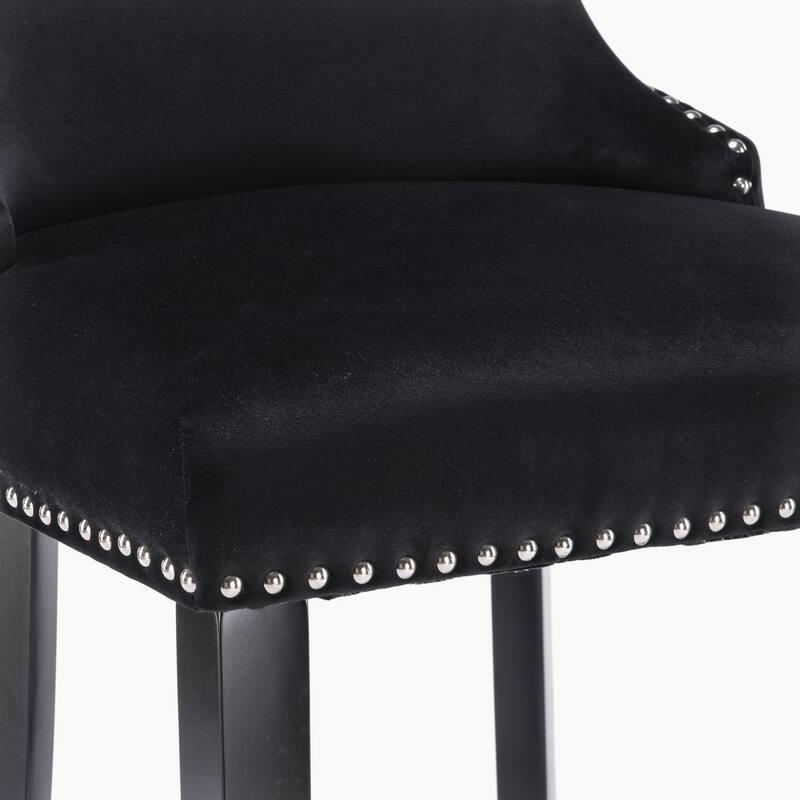 Velvet Upholstered Wing-Back Barstools Set of 4