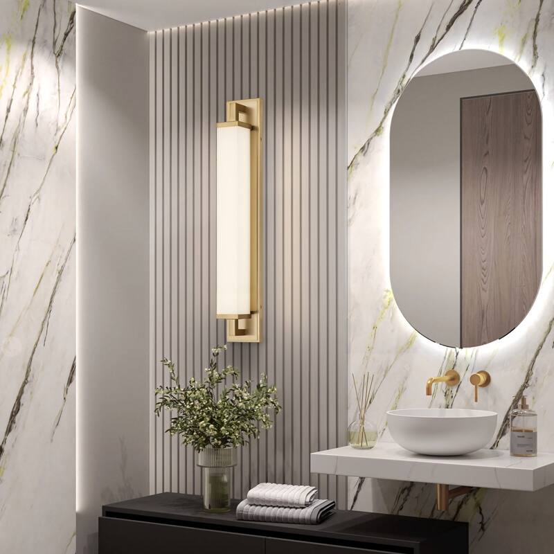 Zenith 28" Antique Brass LED Bathroom Vanity Light