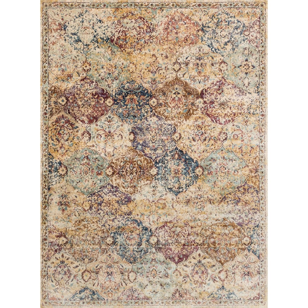 Alexander Home Contessa Traditional Damask Distressed Rug