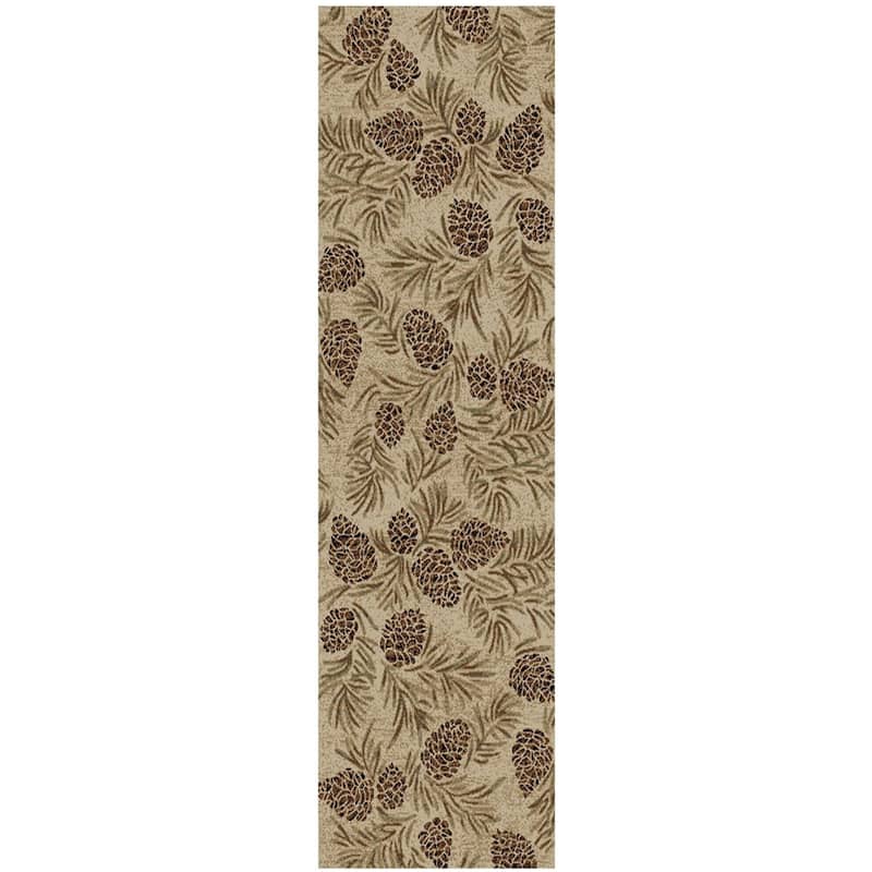 Rustic Pinecone Allover Lodge Area Rug - 2'3"x3'3"
