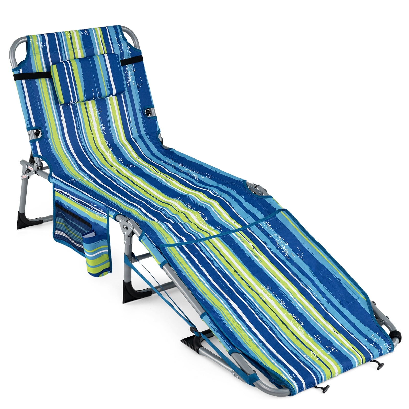 Gymax Tanning Chair w/ Face Arm Holes 4-Level Backrest & Head Pillow