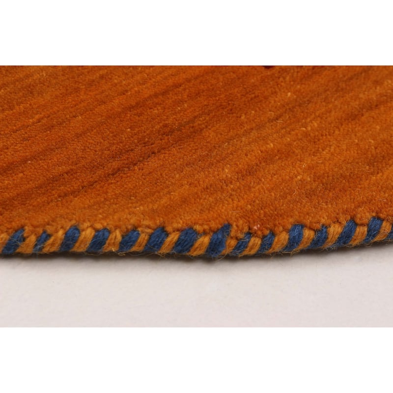 Kashkuli Gabbeh Orange Rug 4'10" x 4'10" - 4'10 x 4'10