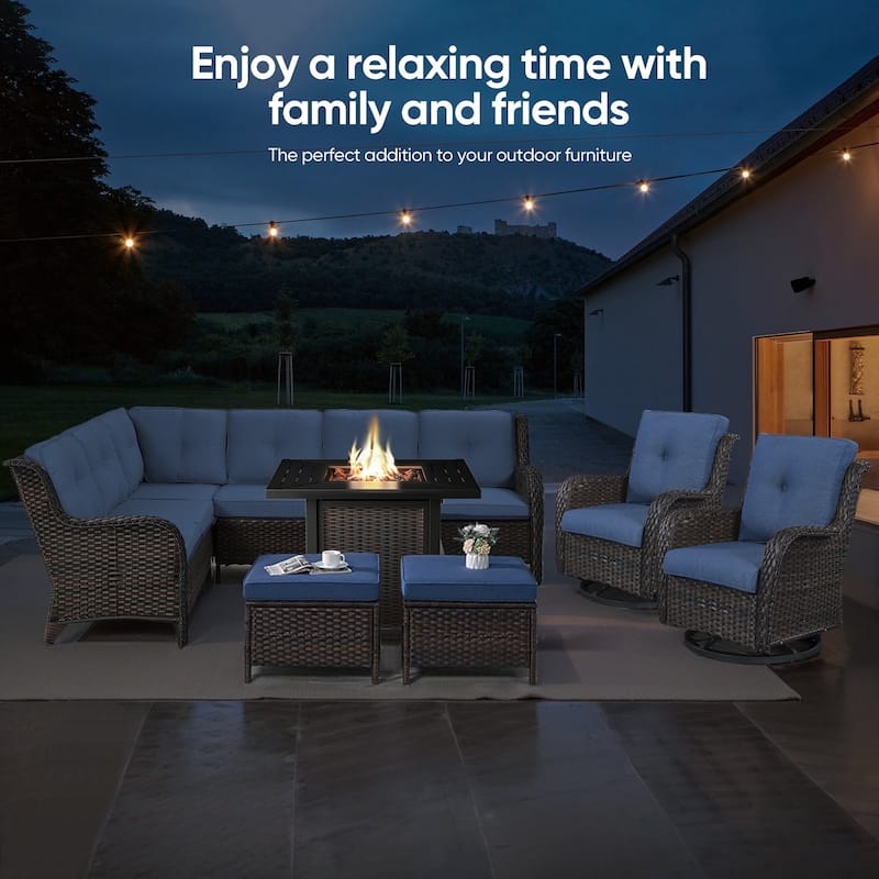 Outdoor Propane Fire Pit Table - 55000 BTU, Adjustable Flames - Square