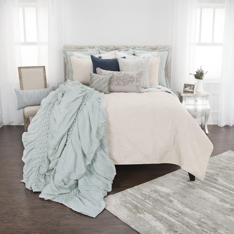Maddux Place Simpson Natural Hand Quilted Cotton 3 Piece Quilt Set - Queen-size