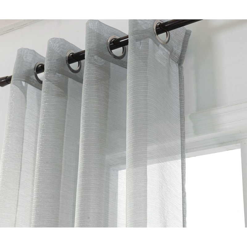 Lonnie Metallic Stripe Sheer Window Curtain Panel 90 inch
