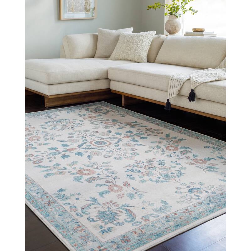 Livabliss Lavable Traditional Medallion Washable Area Rug