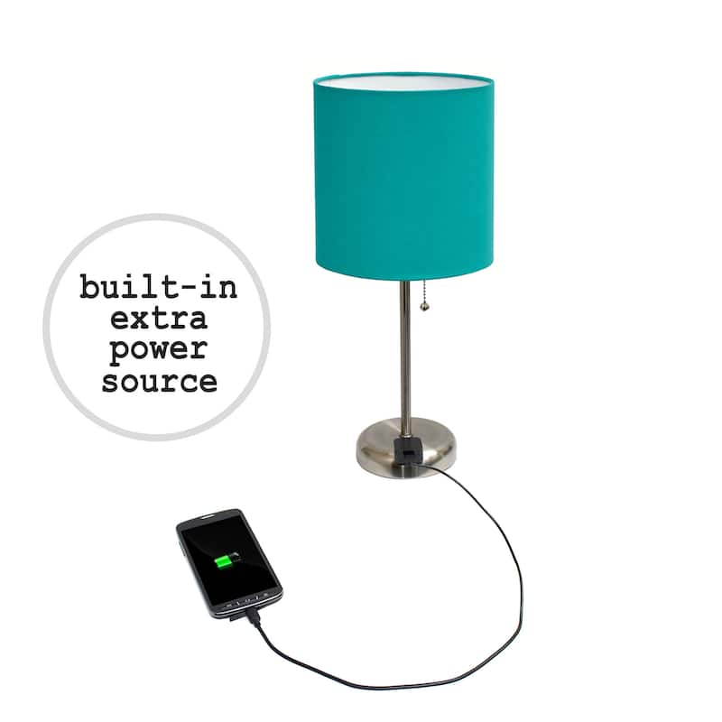 Simple Designs 19.5" 2 Pack Table Desk Lamp Set with Charging Outlet - 19.50