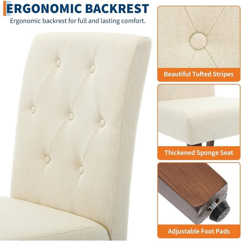 Set of 2 Button Tufted Modern Parsons Upholstered Dining Chairs for Dining Room, Cafe & Home