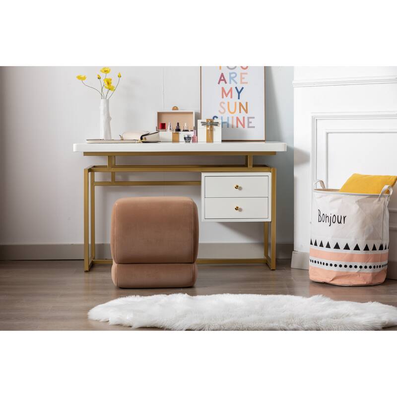 S-shape Velvet Fabric Ottoman Makeup Stool Footstool