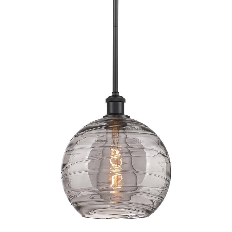 Innovations Lighting 516-1S-12-10 Athens Deco Swirl Pendant Athens - Matte Black / Light Smoke Deco Swirl