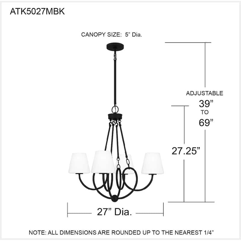 Atkins 4-Light Matte Black Chandelier