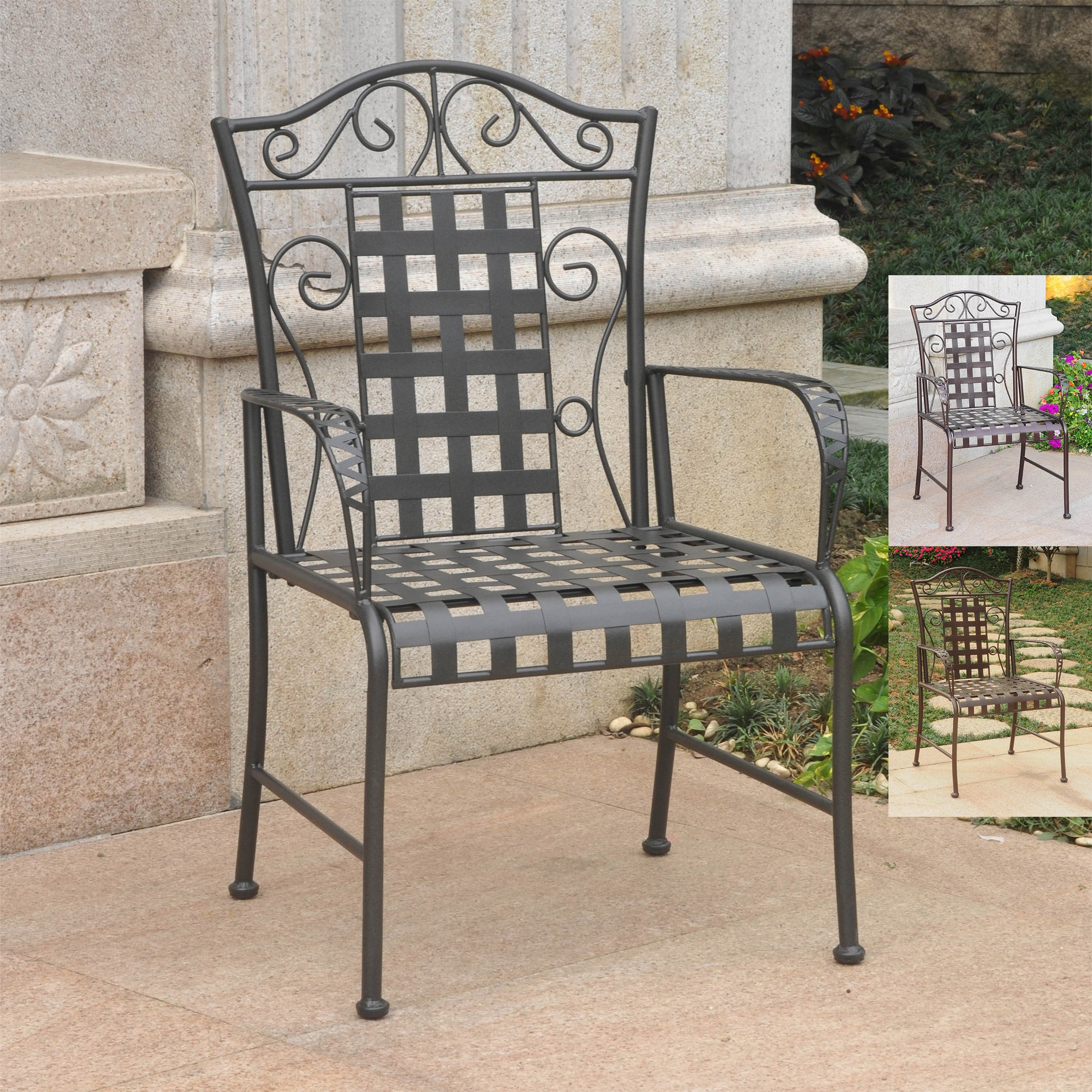 International Caravan Mandalay S/7 Iron Outdoor Dining Set International Caravan Mandalay S/7 Iron Outdoor Dining Set
