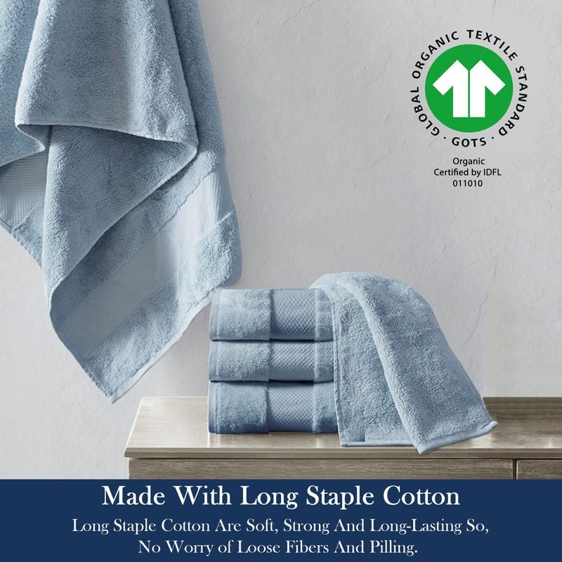 Delara Organic Cotton Luxuriously Plush Bath Sheet Pack of 4 |GOTS & OEKO-TEX Certified |650 GSM Long Staple | Quick Dry & Soft