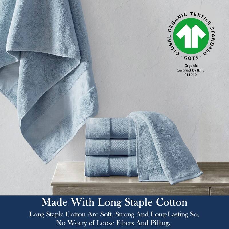 Delara Organic Cotton Luxuriously Plush Bath Towel 10 Piece Set | GOTS & OEKO-TEX Certified | 650 GSM Long Staple
