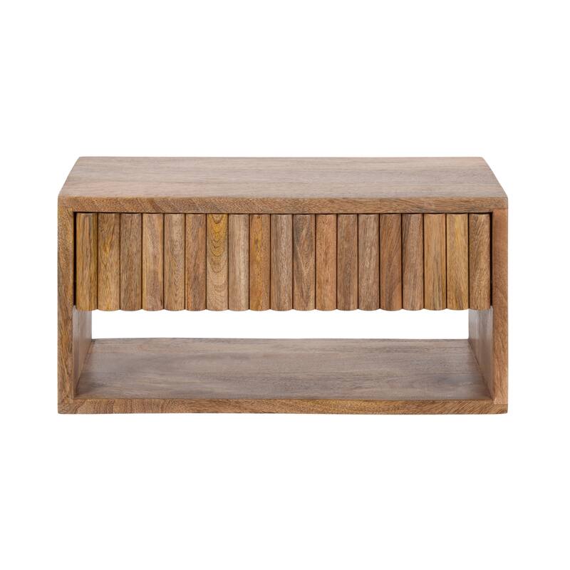 Kate and Laurel Reid Floating Wood Side Table with Open Storage