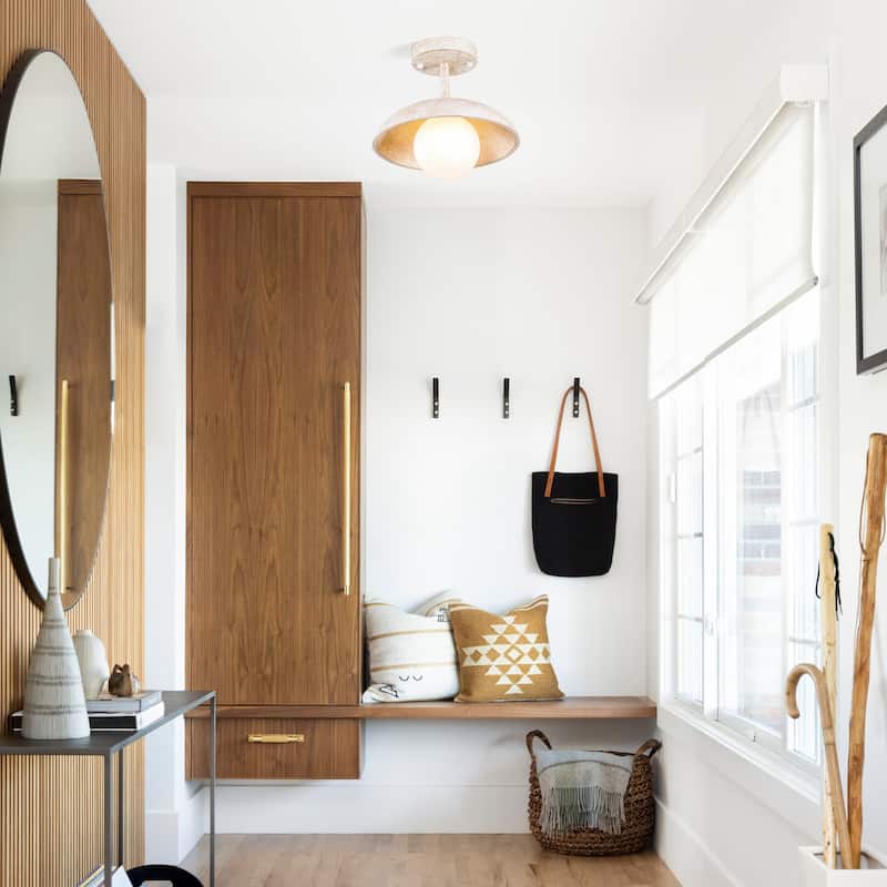 Distressed White 1-Light Hallway Semi Flush Mount Light
