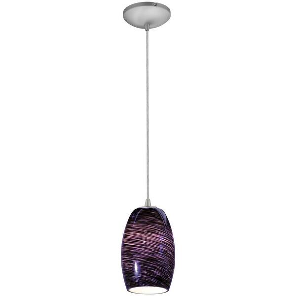 slide 2 of 2, Access Lighting Chianti Steel Integrated LED Cord Pendant, Purple Swirl Shade